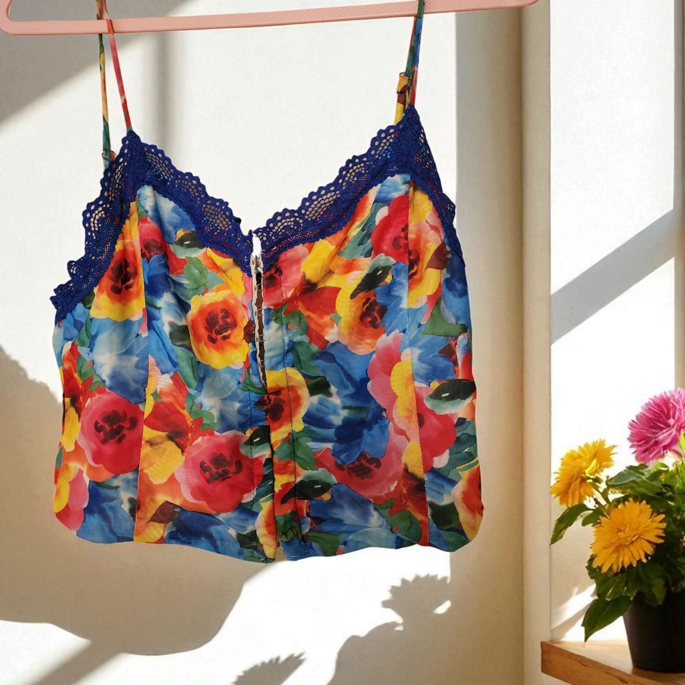 Princess Polly White Camisole with Blue Lace